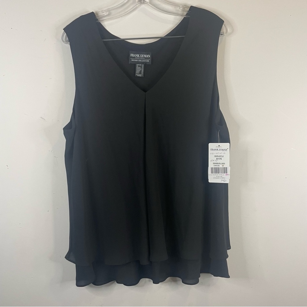 Frank Lyman black petal top Plus size 20 ruffled layered shirt